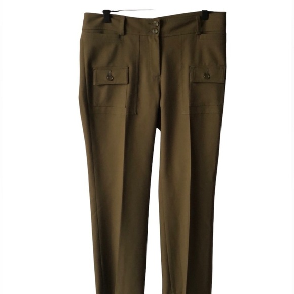 𝅺FABRIZIO Gianni Pants Slacks Army Green Size 8 Stretch High Comfort Pant - Picture 1 of 7